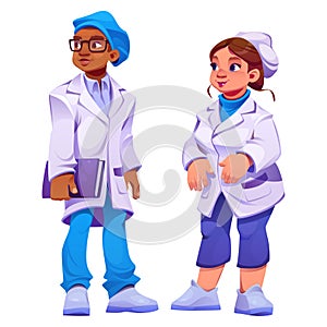 Cartoon set of medical personnel isolated on white