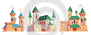 Cartoon set of medieval castles