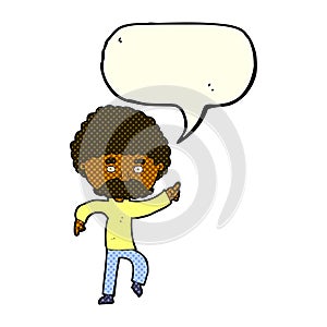 cartoon seventies style man disco dancing with speech bubble