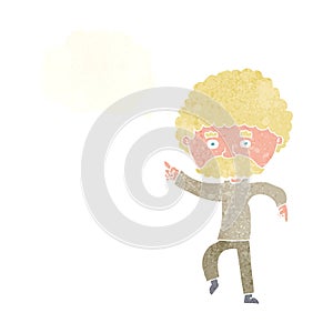 cartoon seventies style man disco dancing with thought bubble