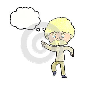 cartoon seventies style man disco dancing with thought bubble