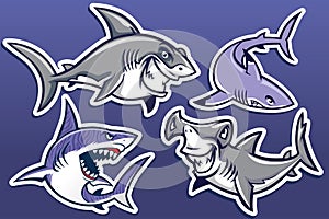 Cartoon of shark collection set