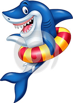 Cartoon shark with inflatable ring