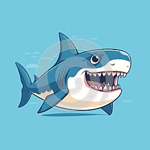 Cartoon shark with its mouth open and it's teeth wide open