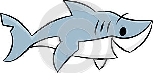 Cartoon shark swimming underwater vector illustration for children