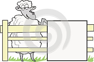 Cartoon sheep with sign