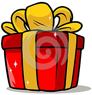 Cartoon shiny red present gift box