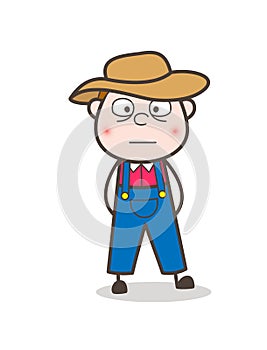 Cartoon Shocked Cowboy Face Expression Vector