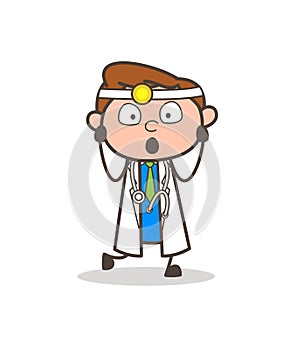 Cartoon Shocked Doctor Expression Vector Illustration