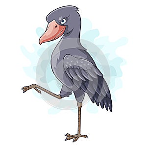 Cartoon shoebill stork with angry expression