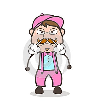 Cartoon Shopkeeper Face with Steam From Nose Vector