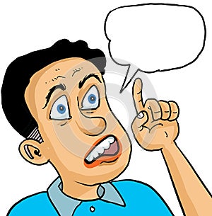 Cartoon a shouting boy with a blank bubble speech