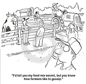 Cartoon Showing That Farmers Like to Gossip