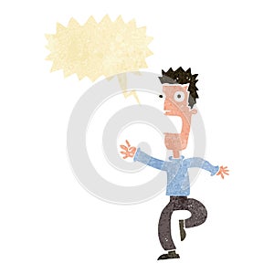 cartoon shrieking man with speech bubble