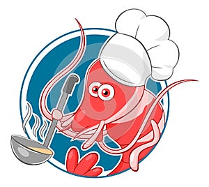 Cartoon shrimp chef