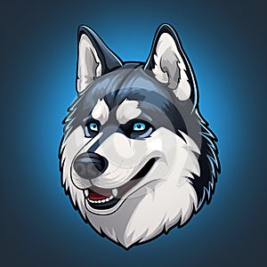 Cartoon Siberian Husky Logo: Flat, Vector Mascot Design