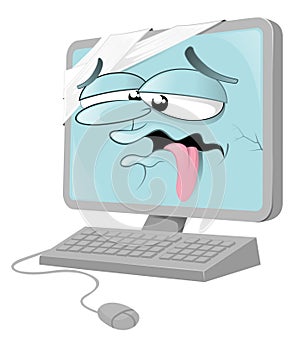 Cartoon Sick Computer