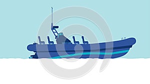 Cartoon side view of Rigid inflatable boat ship
