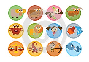 Cartoon signs of zodiac