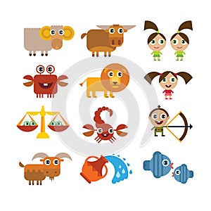 Cartoon signs of zodiac
