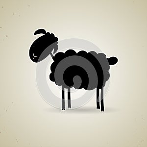 Cartoon silhouette of sheep standing sideways to