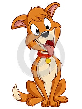 Cartoon silly dog with red collar
