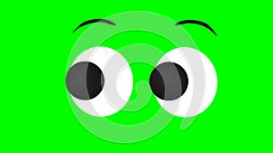 Cartoon simple eyes with the emotion of surprise on a green chromakey background for insertion. Ultra high resolution.