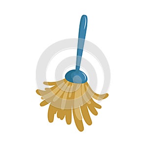 Cartoon simple feather duster icon. Spring cleaning duster brush icon isolated on white background. photo