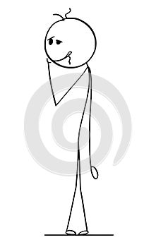 Cartoon of Simple or Idiot Man Standing in Silly Pose photo