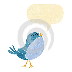 cartoon singing bird with speech bubble