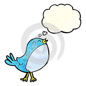 cartoon singing bird with thought bubble