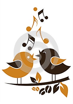 Cartoon singing birds