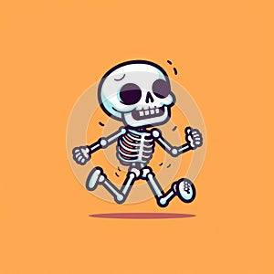 A cartoon skeleton running with his arms out. Generative AI image.