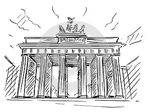 Cartoon Sketch of Brandenburg Gate, Berlin, Germany