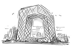 Cartoon Sketch of the China Central TV Headquarters Building, Beijing, China