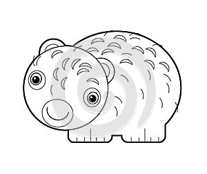 Cartoon sketch drawing australian scene with happy and funny wombat on white background - illustration