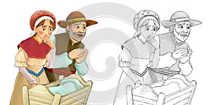 Cartoon sketch fairy tale characters illustration