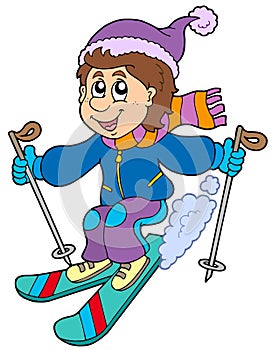 Cartoon skiing boy