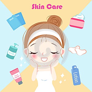 Cartoon skin care woman