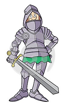 Cartoon skinny knight in armor photo