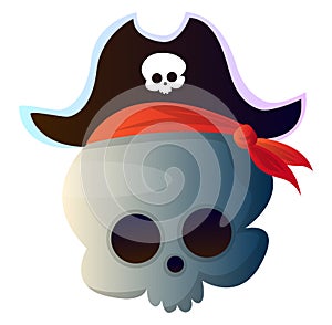 Cartoon skull with pirat hat vector illustration