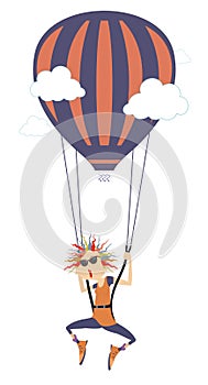 Cartoon skydiver young woman