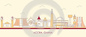 Cartoon Skyline panorama of city of Accra, Ghana photo