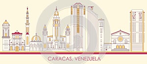 Cartoon Skyline panorama of city of Caracas, Venezuela