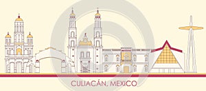 Cartoon Skyline panorama of city of Culiacan, Mexico photo