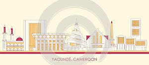 Cartoon Skyline panorama of city of YaoundÃÂµ, Cameroon photo