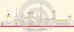 Cartoon Skyline panorama of city of Yerevan, Armenia