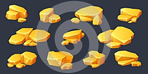 Cartoon slabs of gold isolated on black background
