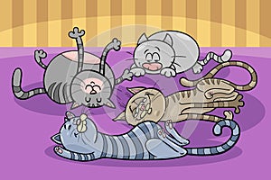 Cartoon sleeping cats animal characters group