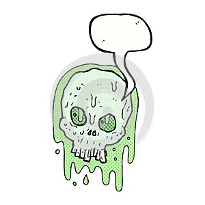 cartoon slimy skull with speech bubble